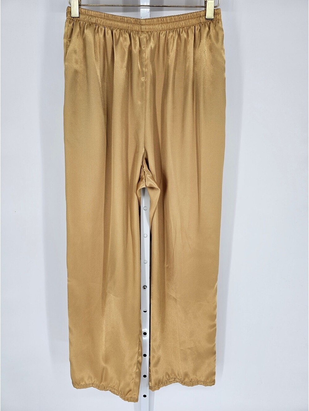 Leslie Fay Women's Gold Elastic Waist Straight Leg High Rise Pant Size 8